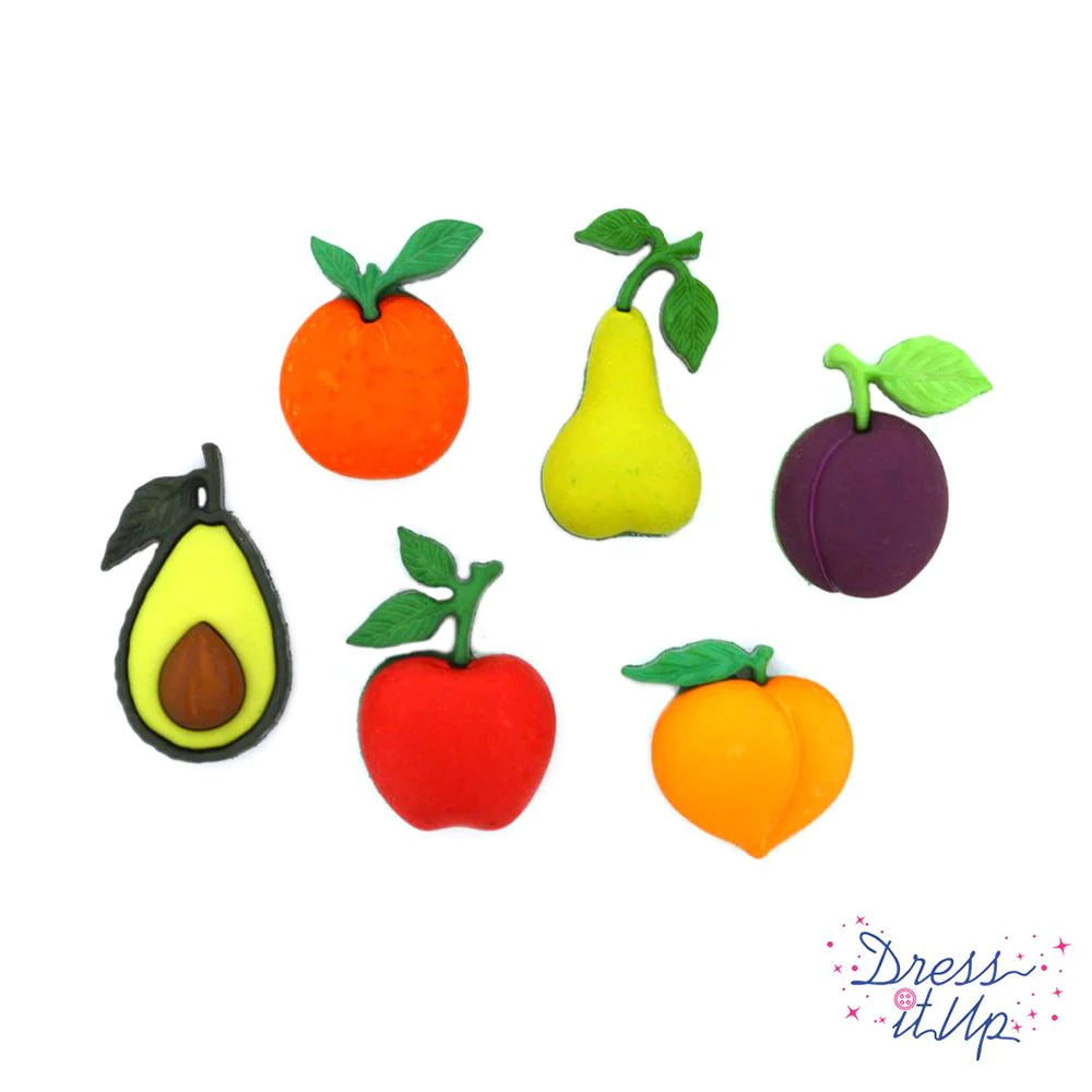 Farm Fresh Fruits Shank Button, 27mm, 6 Pieces, 3-Pack