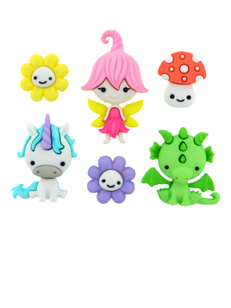 Fairies Magical Creature Buttons, Decorative Shanks, 15mm - 35mm, Variety Pack, 3-Pack