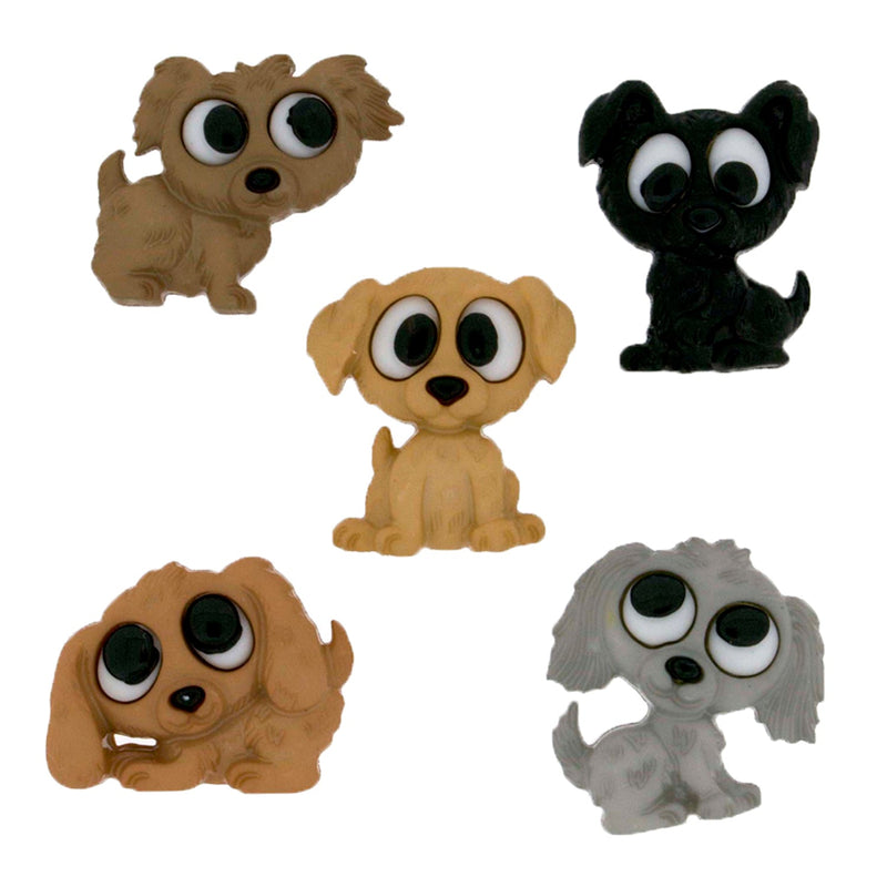 Puppy Dog Buttons with Shanks, 21 - 22 mm, 3-Pack
