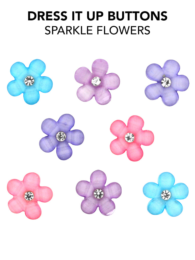 Sparkling Flower Buttons with Shanks, 24 lignes- 16 mm, 3-Pack