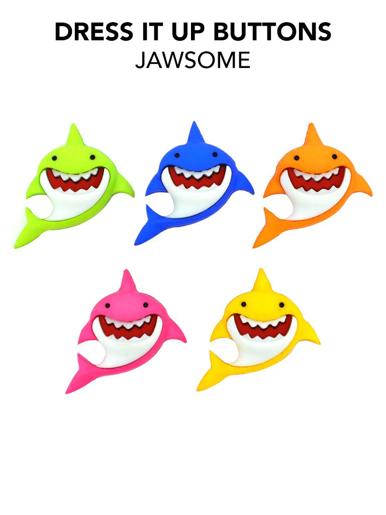 Jawsome Shark Buttons with Shank Attachment, 3-Pack