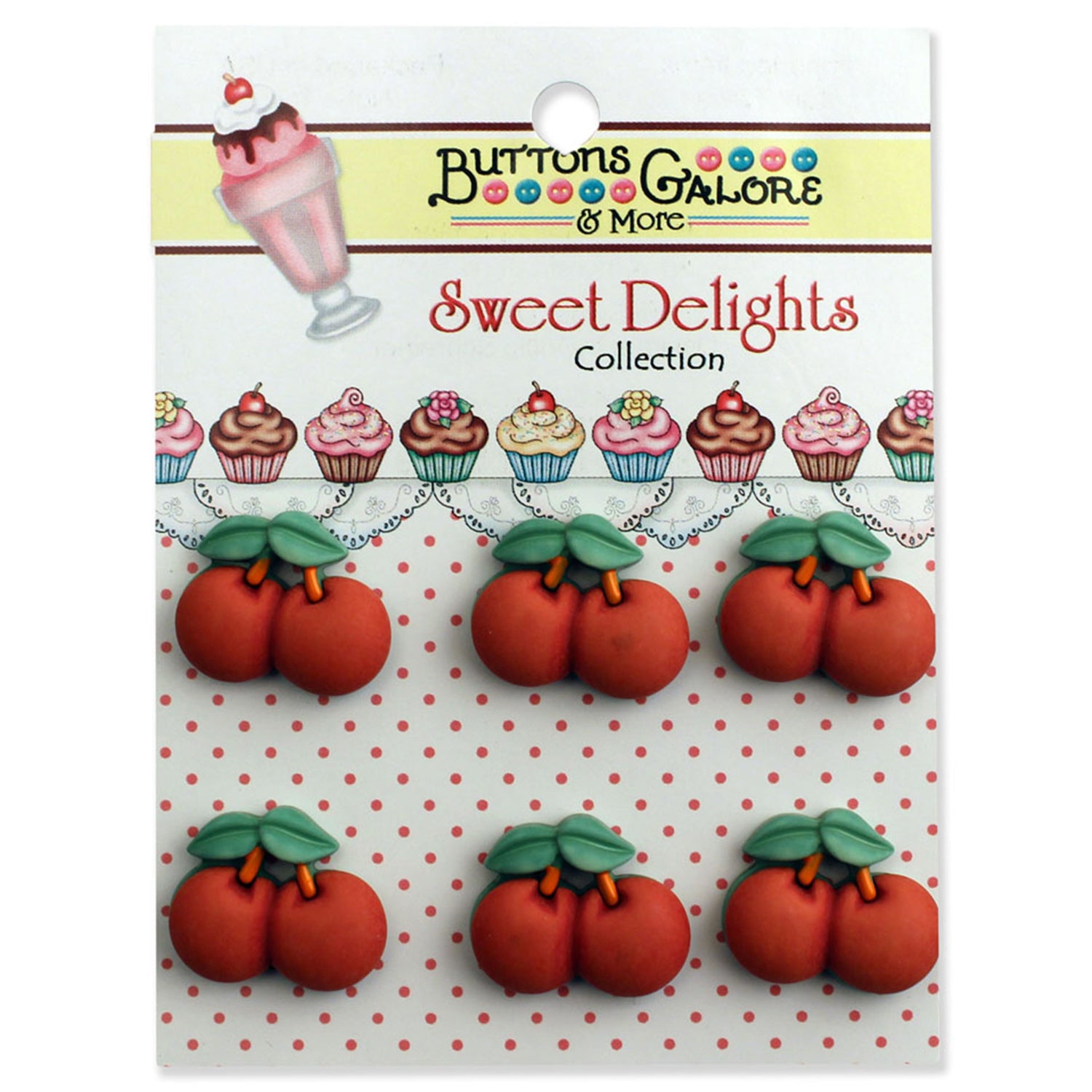 Sweet Delights Cherry Buttons, 30 ligne - 20mm, 6-Pack – Fararti