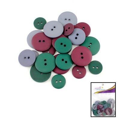 Round Assorted Buttons, 9 Pieces per Color, 6-Pack
