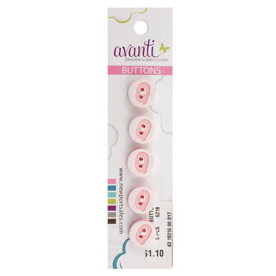 Alphabet Letter A-Z Buttons, 20mm, 2 Holes, White & Pink Colors, 12-Pack