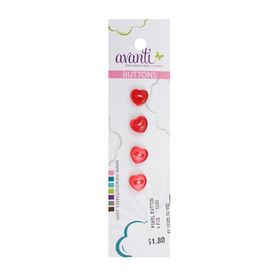 Small Heart Shaped Button, Sew-through, Color Variety, 2 Holes, 14mm, 6-Pack
