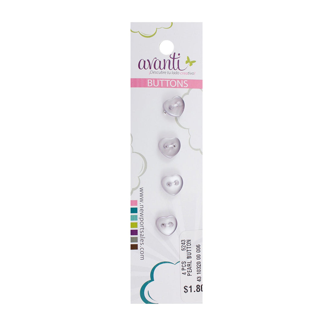 Small Heart Shaped Button, Sew-through, Color Variety, 2 Holes, 14mm, 6-Pack