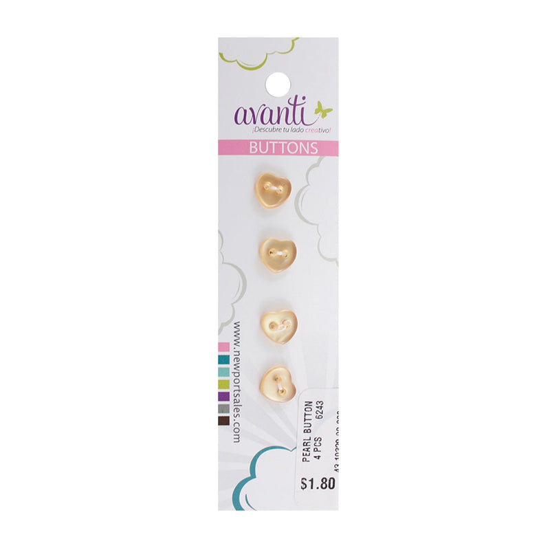 Small Heart Shaped Button, Sew-through, Color Variety, 2 Holes, 14mm, 6-Pack