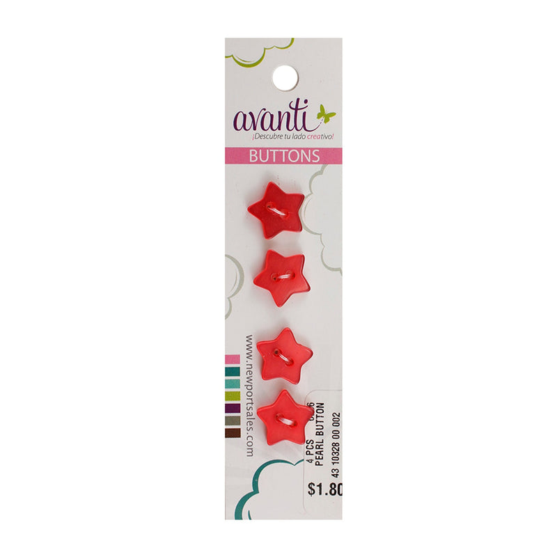Star Shaped Buttons, Color Variety, 20mm, 6-Pack