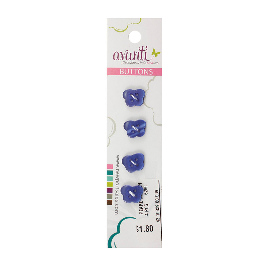 Butterfly Shaped Buttons, Color Variety, 4 holes, 18 mm, 6-Pack