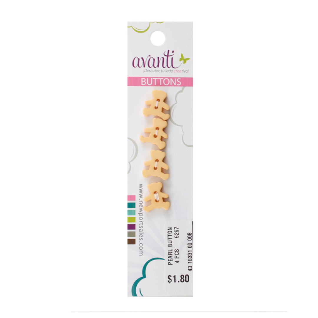 Teddy Bear Buttons, 24mm, 2 Holes, Color Variety, 12-Pack