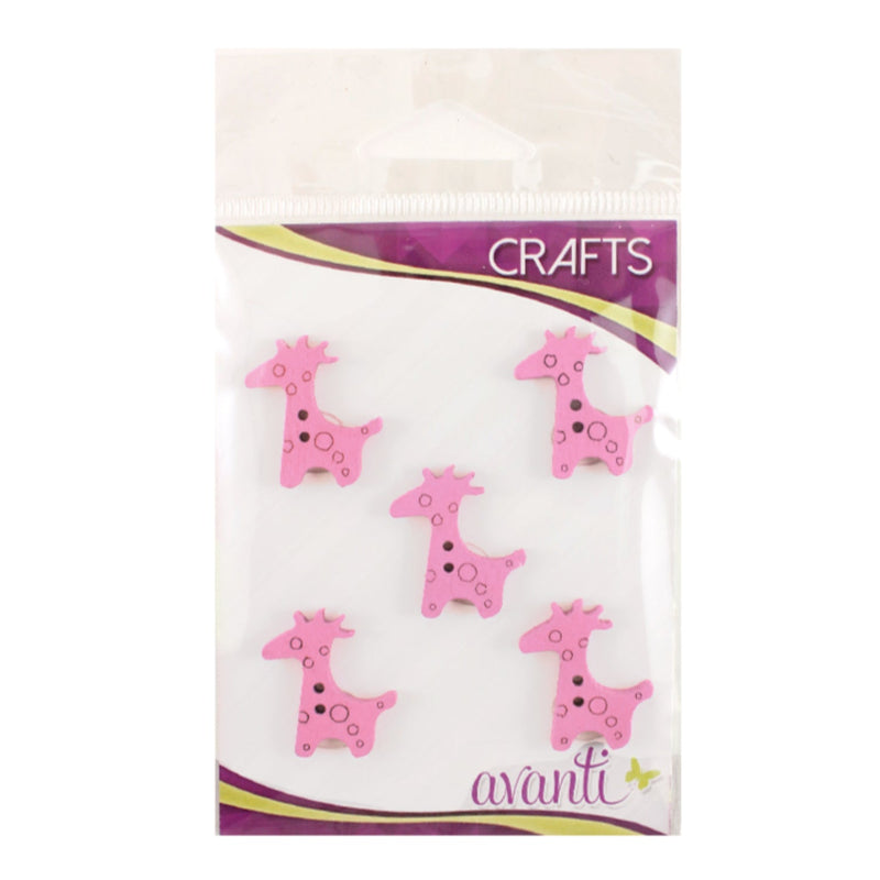 Giraffe Shaped Buttons, Sew-through, 25mm, 2 Holes, Variety of Colors, 12-Pack