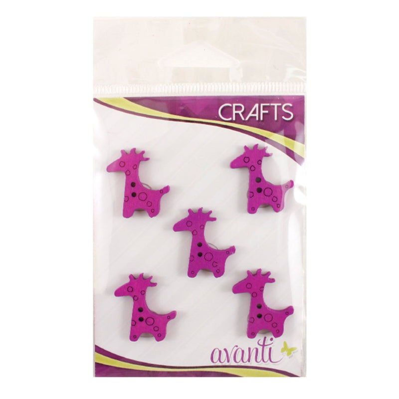 Giraffe Shaped Buttons, Sew-through, 25mm, 2 Holes, Variety of Colors