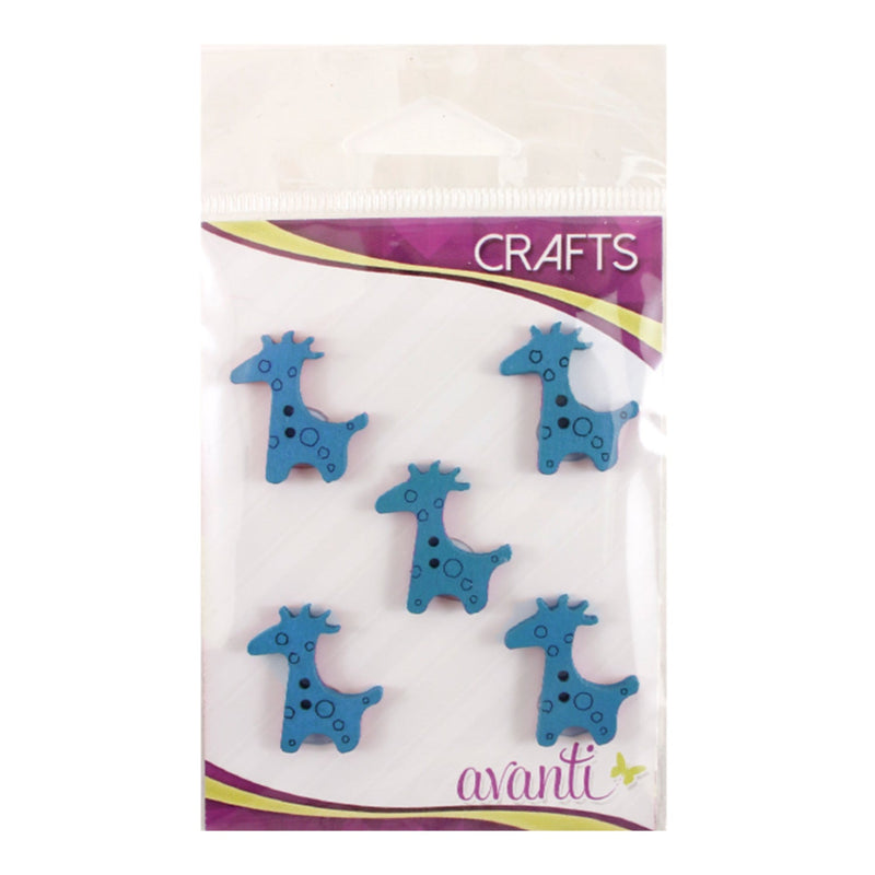 Giraffe Shaped Buttons, Sew-through, 25mm, 2 Holes, Variety of Colors, 12-Pack