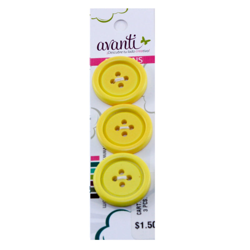 Fancy Circular Buttons, Sew-through, 40mm, 4 Holes, Yellow Color