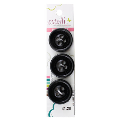 Fancy Circular Buttons, Sew-through, 40mm, 4 Holes, Black Color, 6-Pack