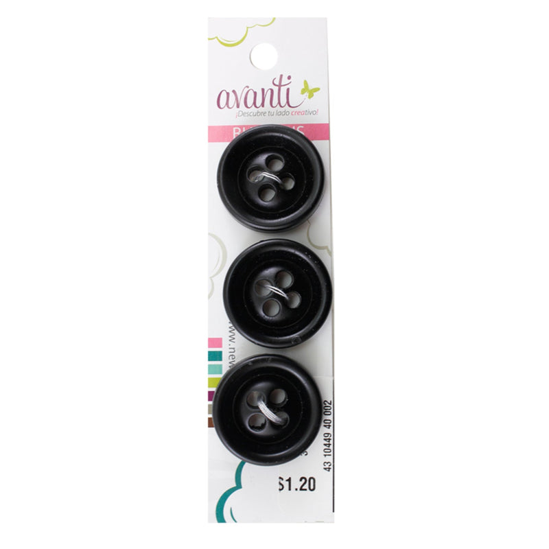 Fancy Circular Buttons, Sew-through, 40mm, 4 Holes, Black Color, 6-Pack
