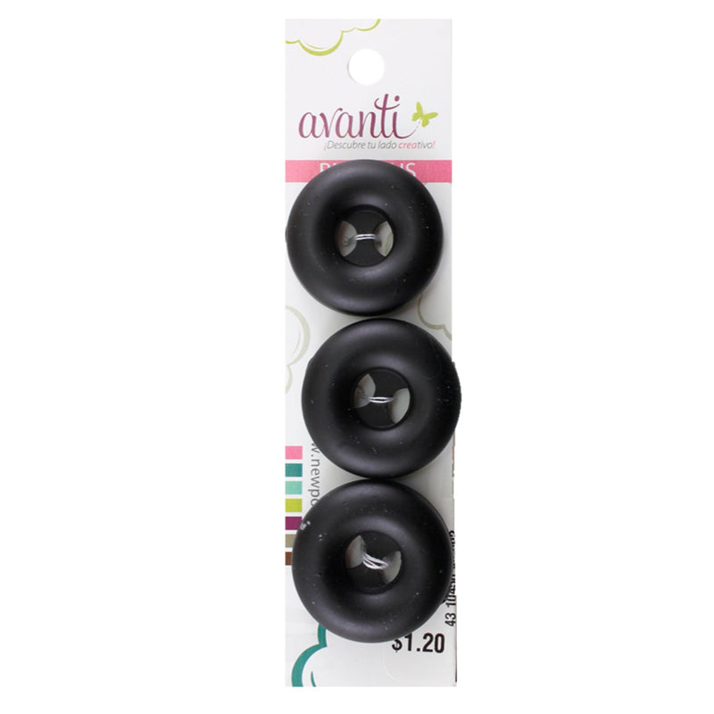 Fancy Circular Buttons, Sew-through, 40mm, 2 holes, Black Color, 6-Pack