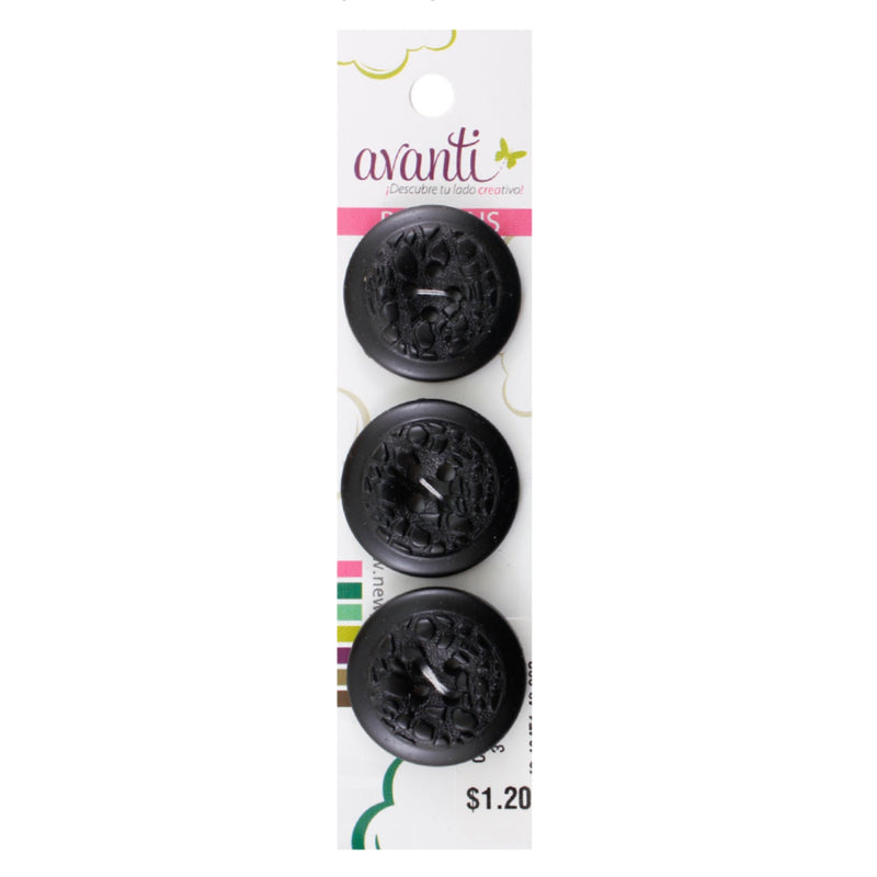 Fancy Circular Buttons, Sew-through, 40mm, 2 Holes, Black Color
