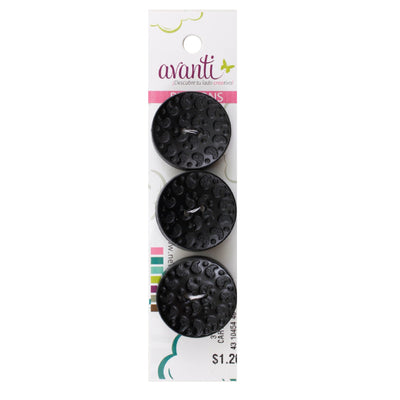 Fancy Circular Buttons, Sew-through, 40mm, 2 holes, Black Color, 6-Pack