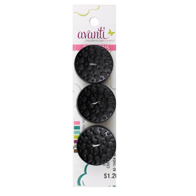 Fancy Circular Buttons, Sew-through, 40mm, 2 holes, Black Color