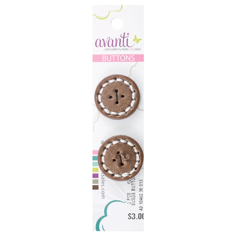 Suede Circular Buttons, Sew-through, 36mm, 4 Holes, Brown Color