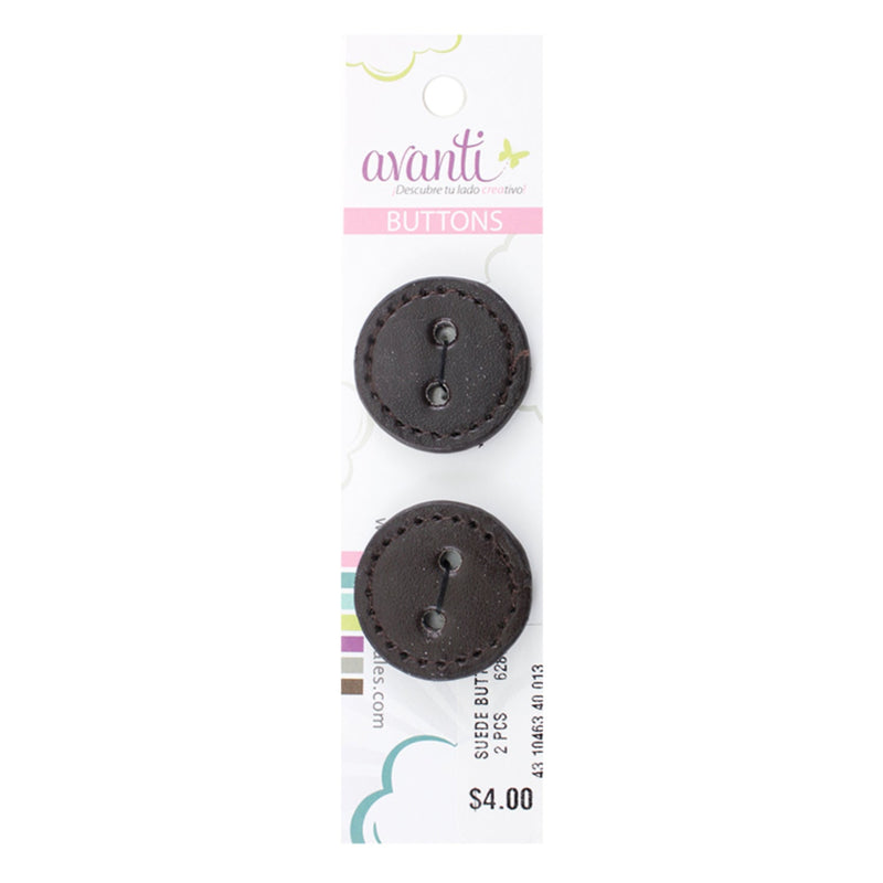Suede Circular Buttons, Sew-through, 40mm, 2 Holes, Black Color, 6-Pack
