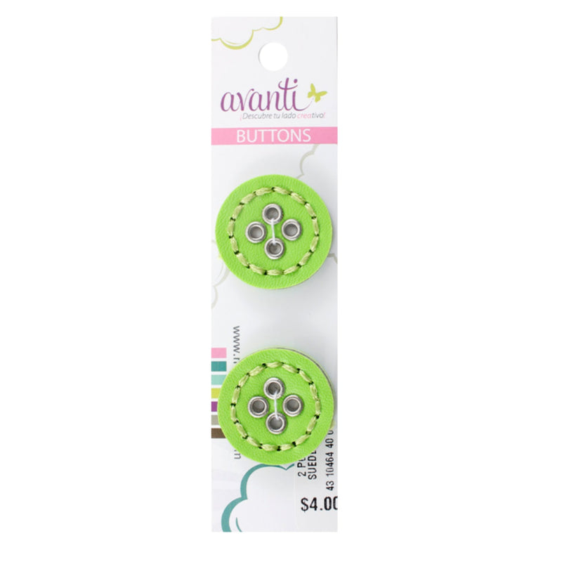 Suede Circular Buttons, Sew-through, 40mm, 4 Holes, Light Green Color
