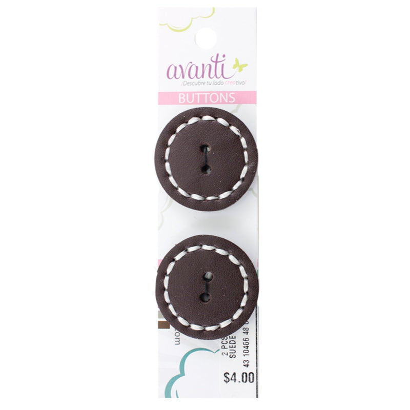 Suede Circular Buttons, Sew-through, 48mm, 2 holes, Brown Color, 6-Pack