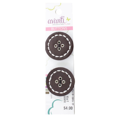 Suede Circular Buttons, Sew-through, 48mm, 4 Holes, Brown Color, 6-Pack