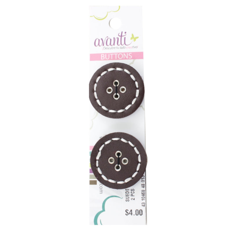 Suede Circular Buttons, Sew-through, 48mm, 4 Holes, Brown Color