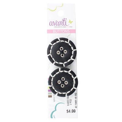 Suede Circular Buttons, Sew-through, 48mm, 4 Holes, Black Color, 6-Pack
