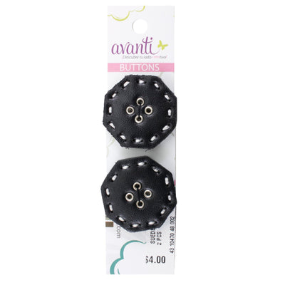 Suede Circular Buttons, Sew-through, 48mm, 4 holes, Black Color, 6-Pack