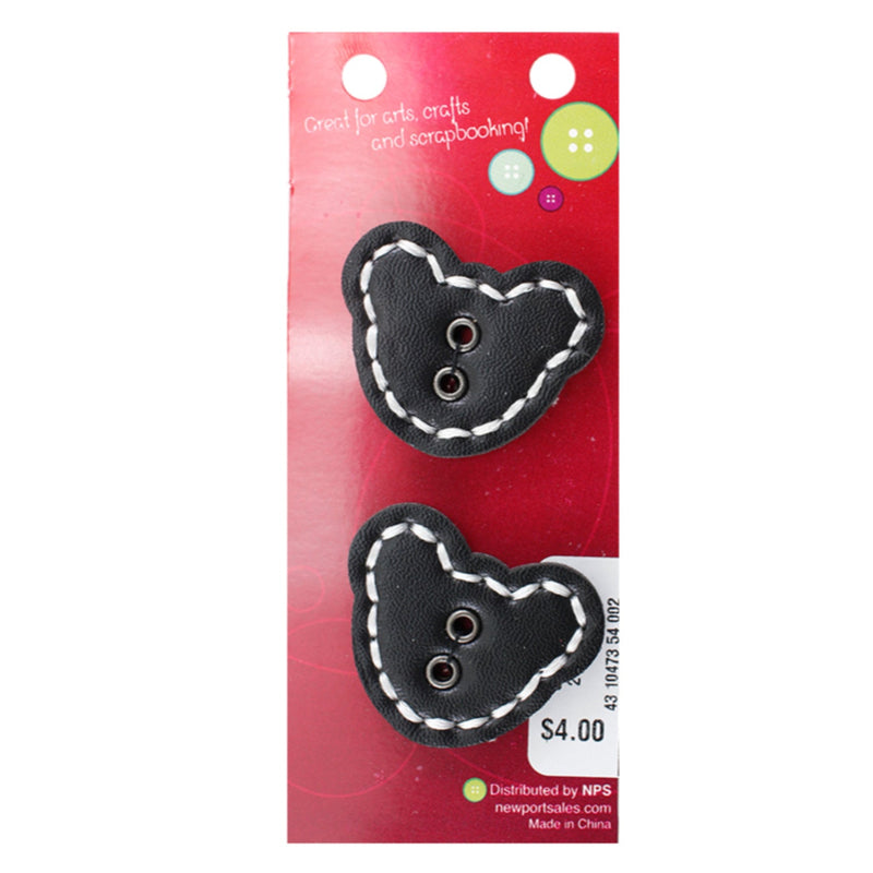 Suede Cat Shaped Buttons, Sew-through, 53mm, 2 holes, Black Color