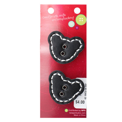 Suede Cat Shaped Buttons, Sew-through, 53mm, 2 holes, Black Color, 6-Pack