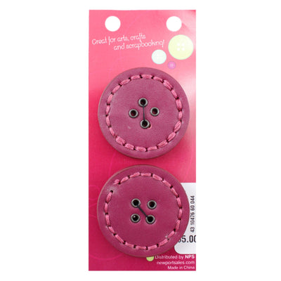 Suede Circular Buttons, Sew-through, 60mm, 4 Holes, Fuchsia Color, 6-Pack