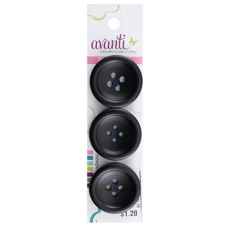 Circular Fancy Buttons, Sew-through, 44mm, 4 Holes, Black Color, 12 Packs of 3 Pieces