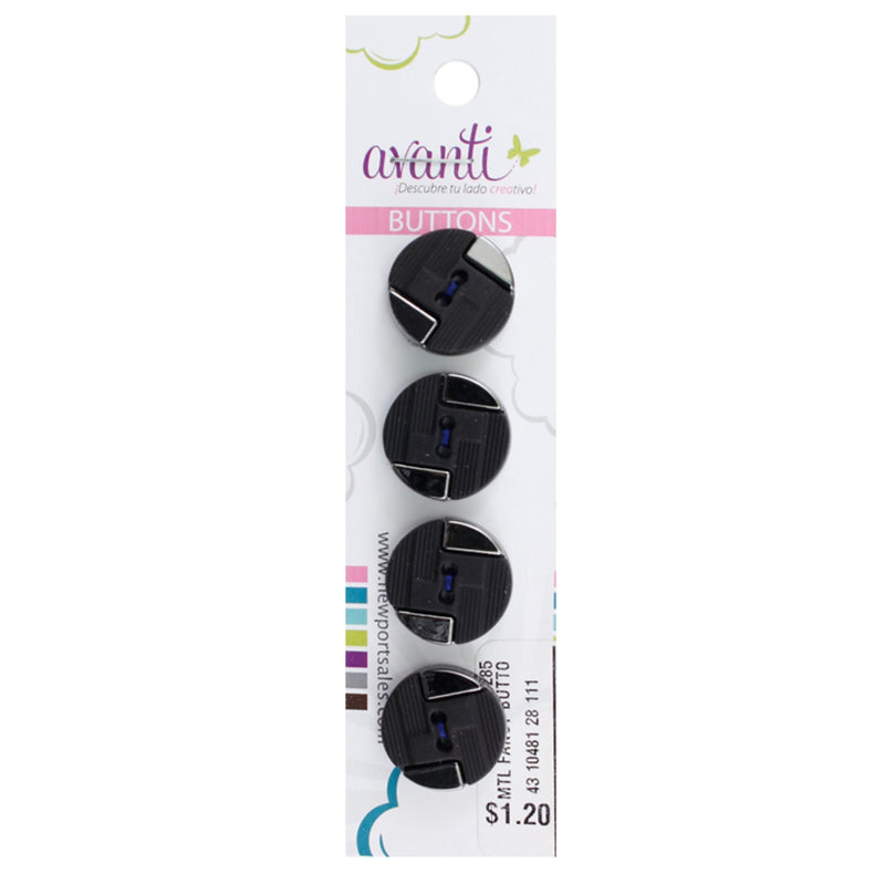 Circular Fancy Buttons, Sew-through, 28mm, 2 Holes, Black Color, 12-Pack