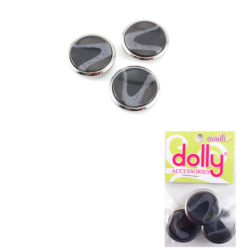 Metal and Resin Circular Fancy Buttons with Shank, 40mm, 6-Pack