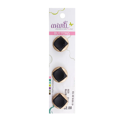 Metal Fancy Buttons with Shank, 28mm, Gold and Black, 6-Pack