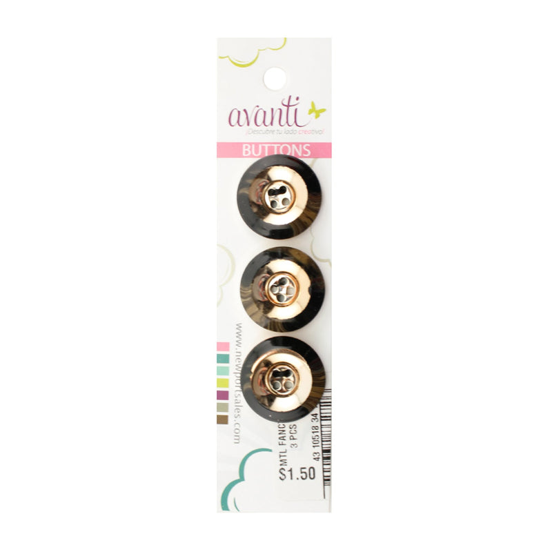 Metal Circular Fancy Buttons with Shank, 34mm, Gold Color