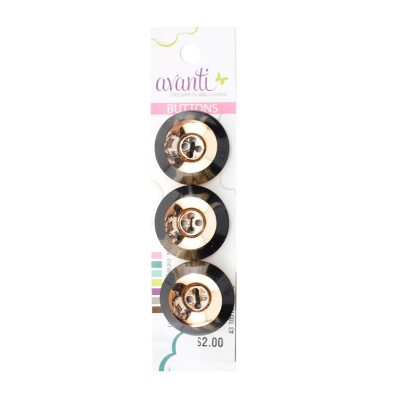 Metal Fancy Buttons, 40mm, Gold Color, 6-Pack