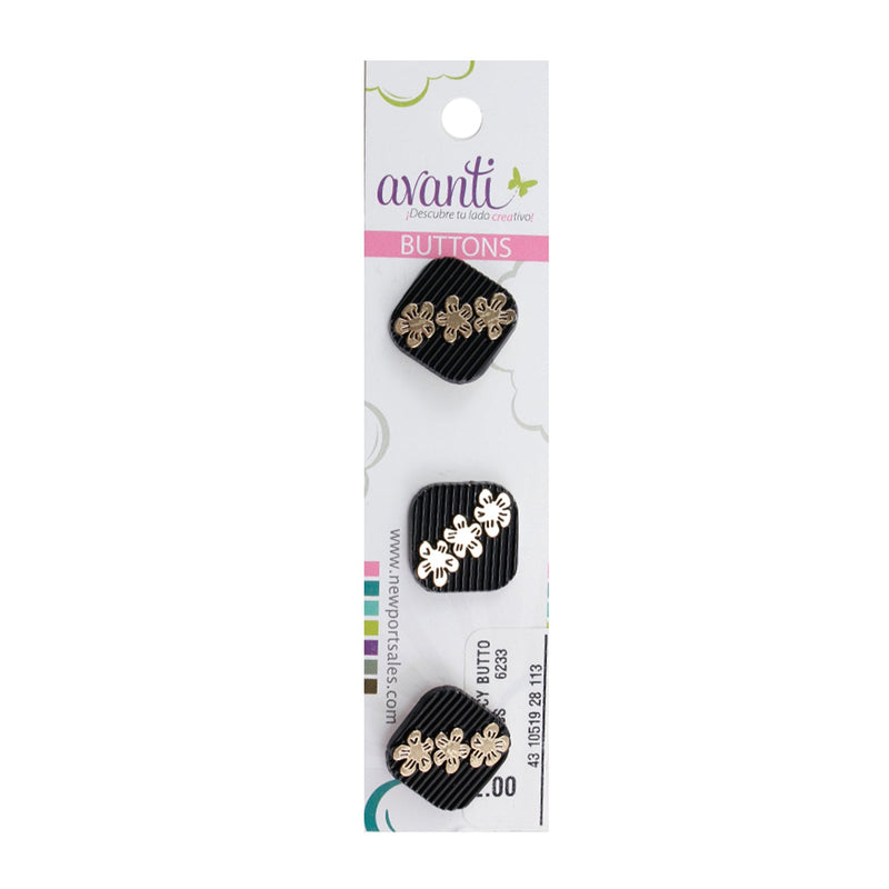 Metal Fancy Buttons with Shank, 28mm, Black & Gold Color
