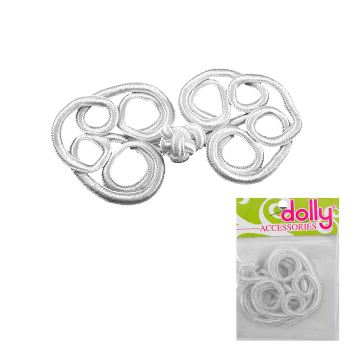 Chinese Style Knot Decorative Buttons, White and Ivory, 4 x 2 inches, 6-Pack