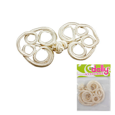 Chinese Style Knot Decorative Buttons, White and Ivory, 4 x 2 inches, 6-Pack