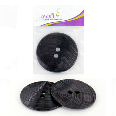 Fine Circular Buttons, Sew-through, 2 1/2", 2 holes, Black Color, 6-Pack