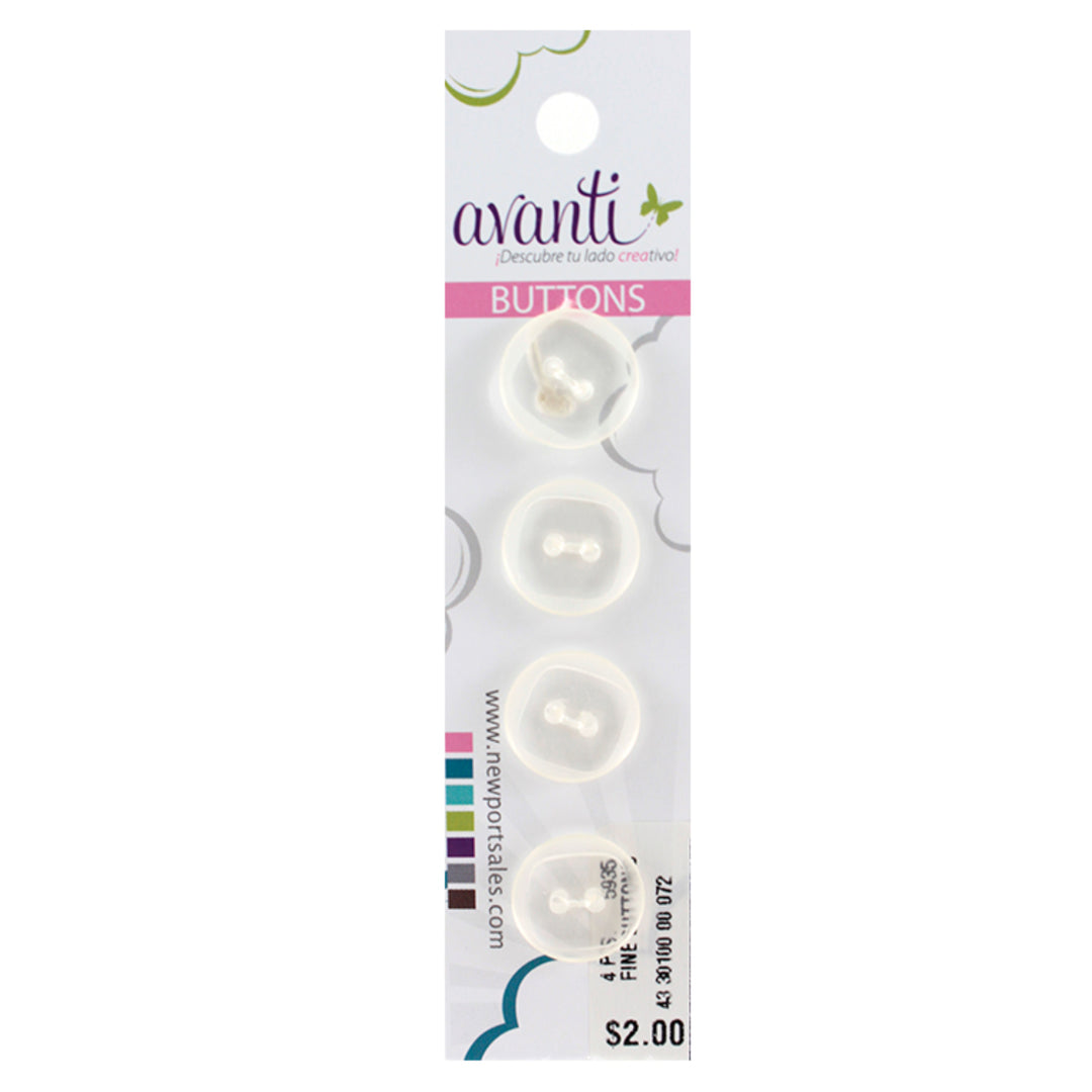 Fine Circular Buttons, Sew-through, 24mm, 2 Holes, Clear Color