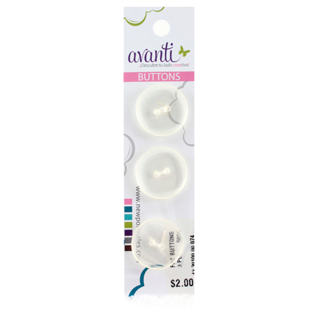 Fine Circular Buttons, Sew-through, 32mm, 2 Holes, Clear Color, 6-Pack