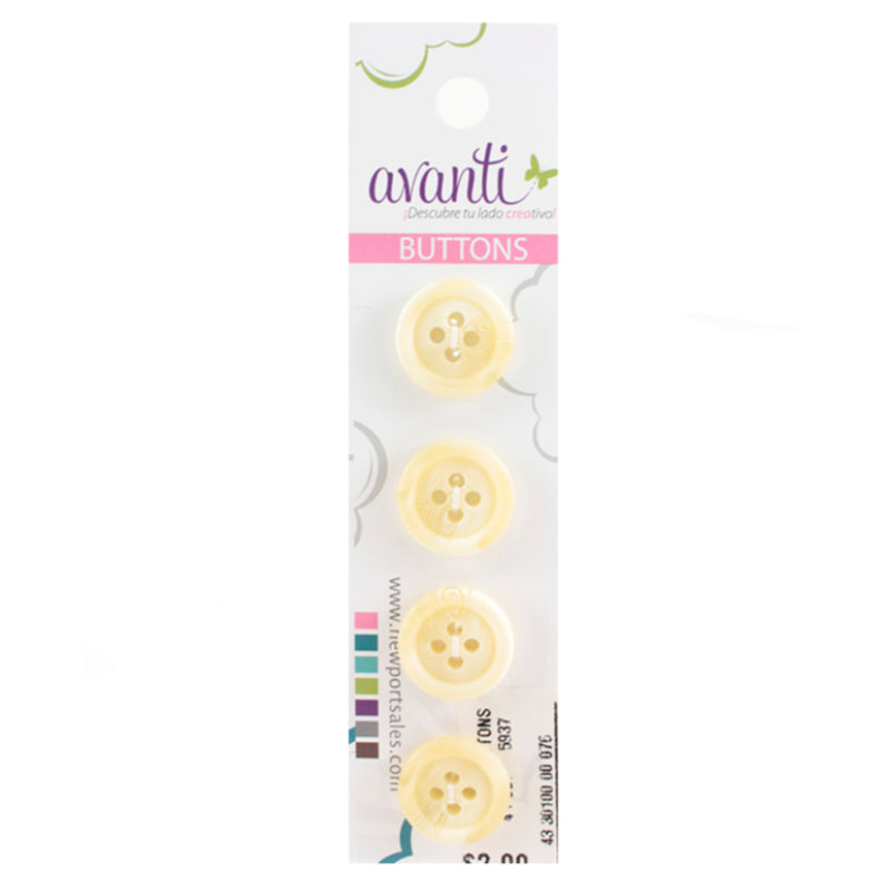 Fine Circular Buttons, Sew-through, 24mm, 4 Holes, Ivory Color