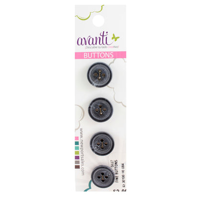 Fine Circular Buttons, Sew-through, 24mm, 4 Holes, Grey Color, 6-Pack