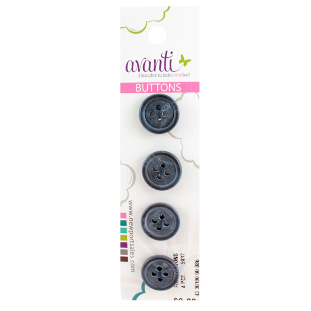 Fine Circular Buttons, Sew-through, 24mm, 4 Holes, Grey Color, 6-Pack